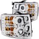Chevy Silverado 3500HD 2007-2014 Clear Projector Headlights with CCFL Halo and LED
