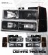 Chevy 1500 Pickup 1994-1998 Black Projector Headlights and Bumper Lights Set