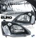 Honda Civic Hatchback 2002-2003 Depo JDM Black Euro Headlights