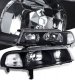 Honda Prelude 1992-1996 JDM Black Headlights with Clear Corner Lights