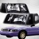 Ford Crown Victoria 1998-2008 Black Euro Headlights