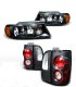 Lincoln Navigator 1998-2002 Black Euro Headlights and Carbon Fiber Altezza Tail Lights
