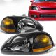 Honda Civic 1996-1998 Black Crystal Headlights