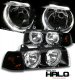 BMW E36 Coupe 3 Series 1992-1998 Black Halo Euro Headlights and Smoked Corner Lights Set