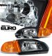 Honda Civic Sedan 1992-1995 Black Euro Headlights and Corner Lights Set