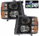Chevy Silverado 2500HD 2007-2014 Black Euro Headlights