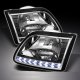 Ford F150 1997-2003 Black Euro Headlights with LED DRL