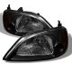 Honda Civic 2001-2003 Black Euro Headlights