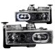 GMC Sierra 1988-1998 Carbon Euro Headlights with Halo