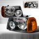 Ford Ranger 2001-2011 Black Euro Headlights with Corner Lights