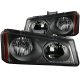 Chevy Silverado 2500 2003-2004 Euro Headlights with Black Housing