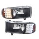 Dodge Ram 2500 1994-2002 Black Euro Headlights With LED Corner Light