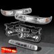 Chevy Silverado 1999-2002 Clear LED Third Brake Light and Bumper Lights with Fog Lights