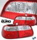 Honda Civic Sedan 1999-2000 Depo Red and Clear Euro Tail Lights