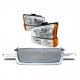Chevy Silverado 2500 2003-2004 Chrome Mesh Grille and Headlights Set