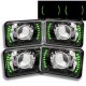 Chevy Caprice 1977-1986 Green LED Black Chrome Sealed Beam Projector Headlight Conversion Low and High Beams