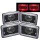 Chevy 1500 Pickup 1981-1987 Red Halo Black Sealed Beam Projector Headlight Conversion Low and High Beams