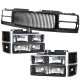 Chevy Tahoe 1995-1999 Black Front Grill and Headlights Set