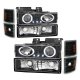 Chevy 1500 Pickup 1994-1998 Black Halo Headlights and Bumper Lights