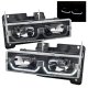 Chevy Silverado 1994-1998 Black Headlights U-shaped LED DRL