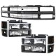 Chevy Tahoe 1995-1999 Black Grille and Euro Headlights Set