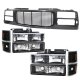 Chevy Suburban 1994-1999 Black Wave Grille and Headlights Set