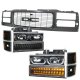 GMC Sierra 2500 1994-2000 Black Grille and LED DRL Headlights Bumper Lights