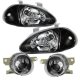 Honda Del Sol 1993-1995 JDM Black Euro Headlights and Fog Lights Set