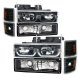 Chevy 3500 Pickup 1994-1998 Black LED DRL Headlights and Bumper Lights