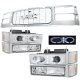 GMC Sierra 1994-1998 Chrome Grille and Halo Projector Headlights Set