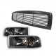 Dodge Ram 1994-2001 Black Billet Grille and Euro Headlights Set