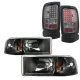 Dodge Ram 2500 1994-2002 Black Headlights and Smoked LED Tail Lights