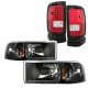 Dodge Ram 1994-2001 Black Headlights and LED Tail Lights Red Clear