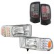 Dodge Ram 1994-2001 Clear Headlights with LED Corner Lights and Smoked LED Tail Lights