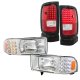 Dodge Ram 2500 1994-2002 Clear Headlights with LED Corner Lights and LED Tail Lights Red Clear
