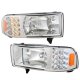Dodge Ram 1994-2001 Clear Headlights with LED Corner Lights and LED Tail Lights Red Clear