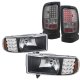 Dodge Ram 1994-2001 Black Headlights with LED Corner Lights and Smoked LED Tail Lights