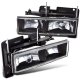Chevy 3500 Pickup 1988-1998 Black Crystal Euro Headlights
