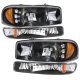 GMC Sierra 3500 2001-2006 Black LED DRL Headlights and Bumper Lights