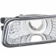 GMC Sierra 2500HD 2001-2002 Chrome LED DRL Headlights Set and Projector Fog Lights