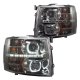 Chevy Silverado 3500HD 2007-2014 Smoked Halo DRL Projector Headlights and LED Tail Lights
