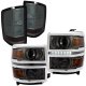 Chevy Silverado 1500 2014-2015 Smoked DRL Projector Headlights LED Tail Lights Light Bar