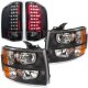 Chevy Silverado 2007-2013 Black Headlights and LED Tail Lights