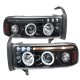 Dodge Ram 2500 1994-2002 Black Tinted Halo Projector Headlights and LED Tail Lights Red Clear