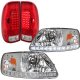 Ford F150 1997-2003 Clear LED DRL Headlights and LED Tail Lights Red