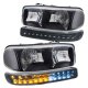 GMC Sierra 2500 1999-2004 Black Clear Headlights and LED Bumper Lights DRL