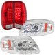 Ford F150 1997-2003 Clear LED DRL Halo Projector Headlights LED Tail Lights Red Clear