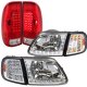 Ford F150 1997-2003 Clear Headlights LED DRL Signal LED Tail Lights Red