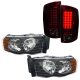 Dodge Ram 2500 2003-2005 Black Headlights and Tinted LED Tail Lights
