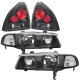 Honda Prelude 1992-1996 Black Clear Headlights and Tail Lights